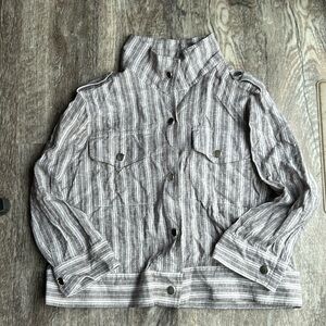 Christopher & banks jacket grey stripe with snaps Size Large